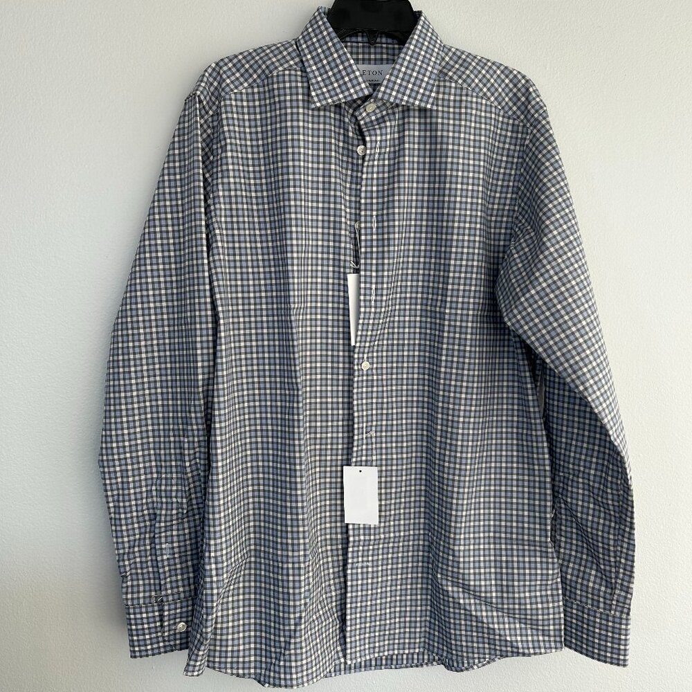 ETON Contemporary Fit Check Organic Cotton Dress Shirt - Picture 3 of 4